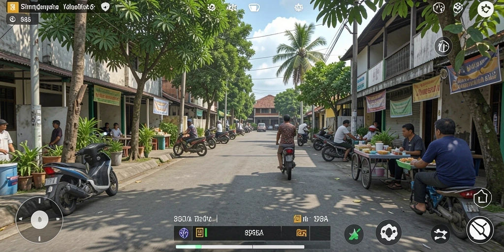 Screenshot gameplay <strong>898A</strong> yang menampilkan berbagai interaksi karakter dalam simulasi.