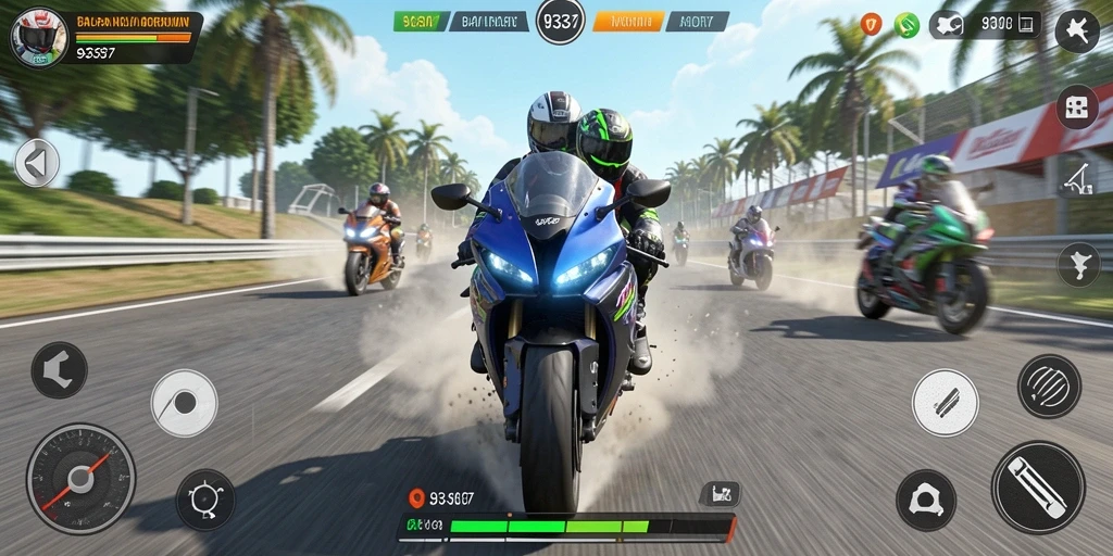 Gameplay balapan motor yang mendebarkan di 93337.