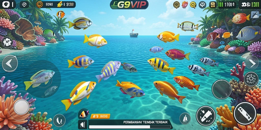 Tampilan gameplay G9VIP yang seru dan menarik saat menembak ikan.