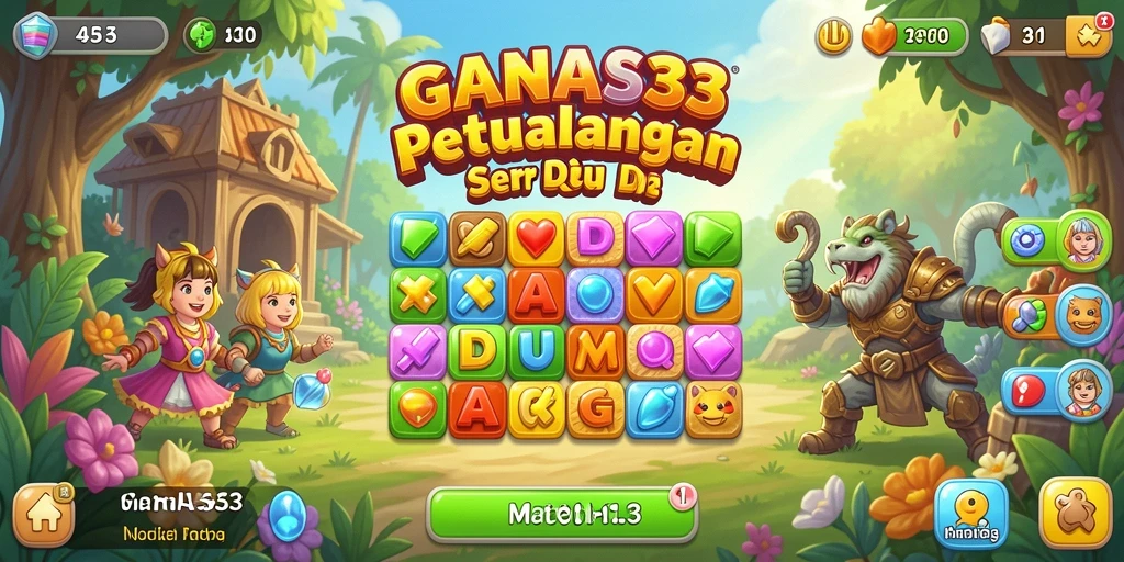 Tampilan layar permainan <strong>GANAS33</strong> yang penuh warna dan menarik.