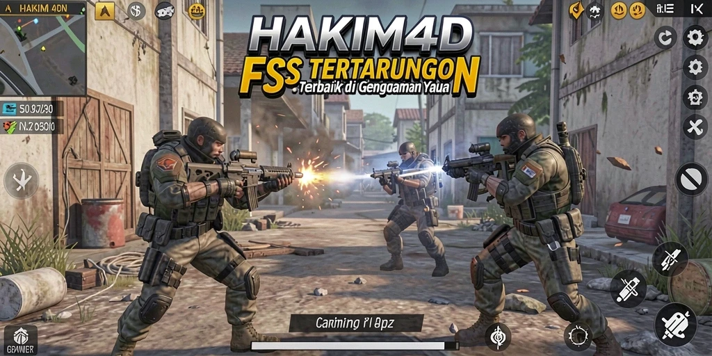 Tangkapan layar HAKIM4D menampilkan aksi pertempuran FPS yang mendebarkan.