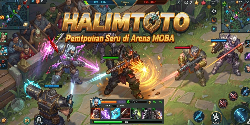 Tampilan gameplay seru dalam HALIMTOTO dengan karakter unik.
