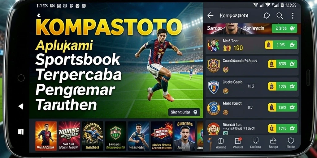 Screenshot tampilan utama KOMPASTOTO dengan pilihan taruhan olahraga.
