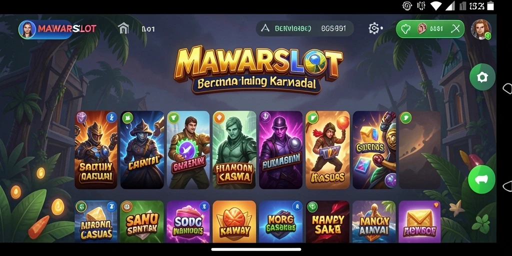 Screenshot gameplay MAWARSLOT menunjukkan keseruan permainan kasual yang interaktif.