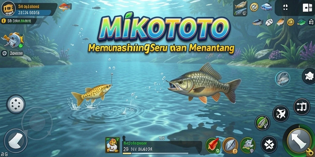 Tampilan gameplay seru memancing di MIKOTOTO dengan berbagai jenis ikan.
