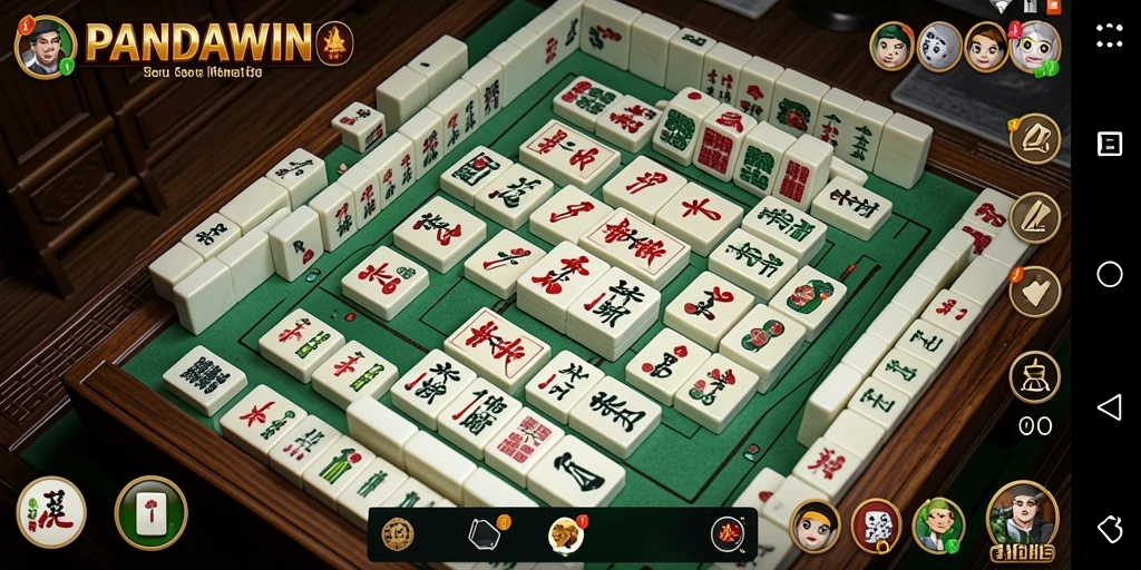 Screenshot gameplay PANDAWIN yang menunjukkan aksi Mahjong mendebarkan.