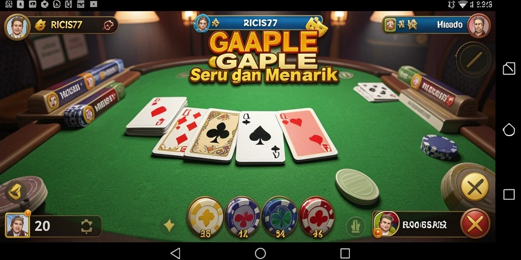 Tampilan gameplay seru dari RICIS77, permainan Gaple yang menarik.