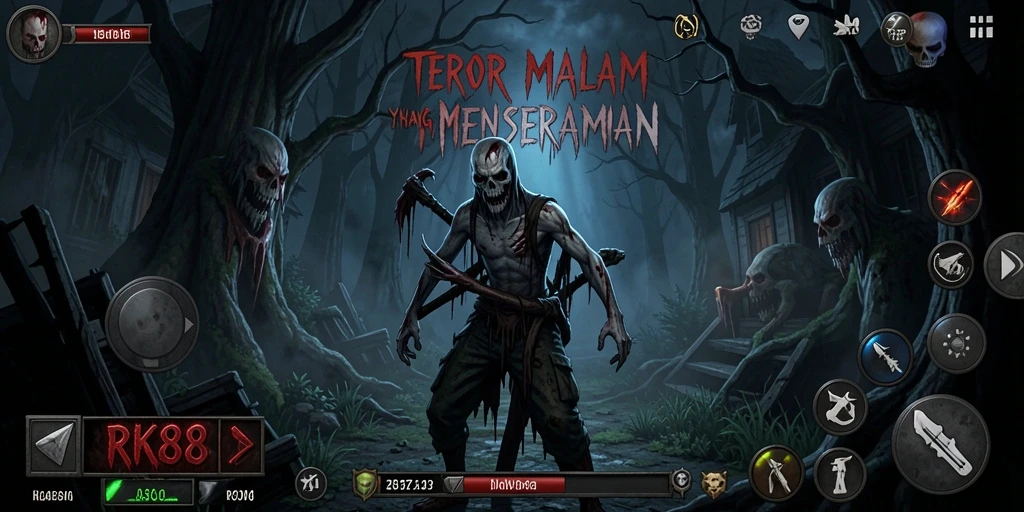 Tampilan gameplay RK88 yang menyeramkan dan penuh ketegangan.