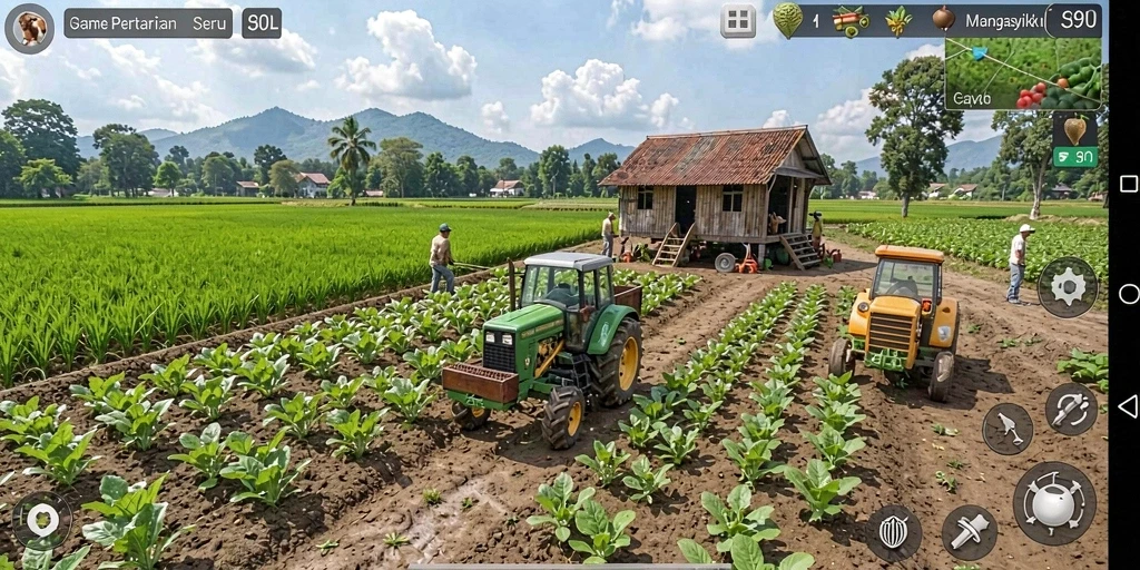 Tampilan gameplay S80 menunjukkan aktivitas bertani yang seru dan interaktif.