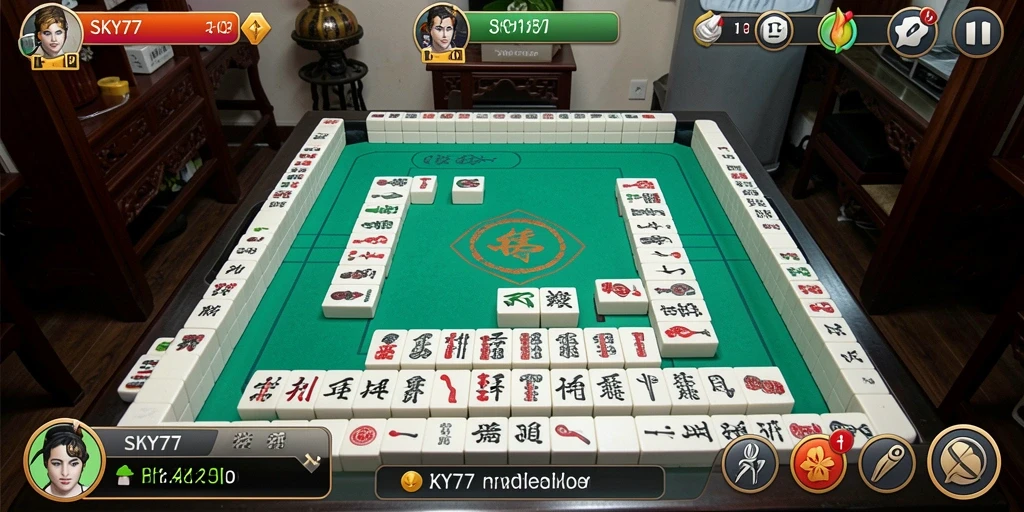 Tampilan menarik dari gameplay Mahjong di SKY77.