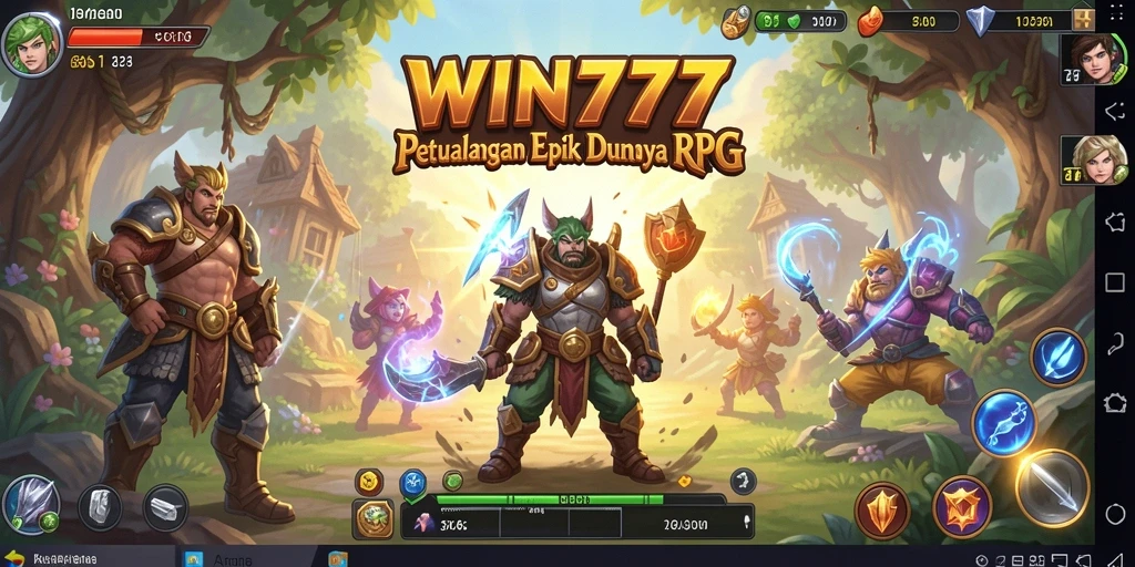 Gambaran utama gameplay RPG di WIN777 dengan karakter beraksi.