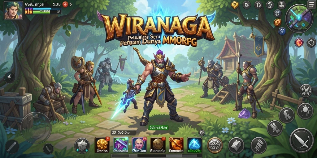 Screenshot latar belakang gameplay WIRANAGA yang menampilkan petualangan seru.